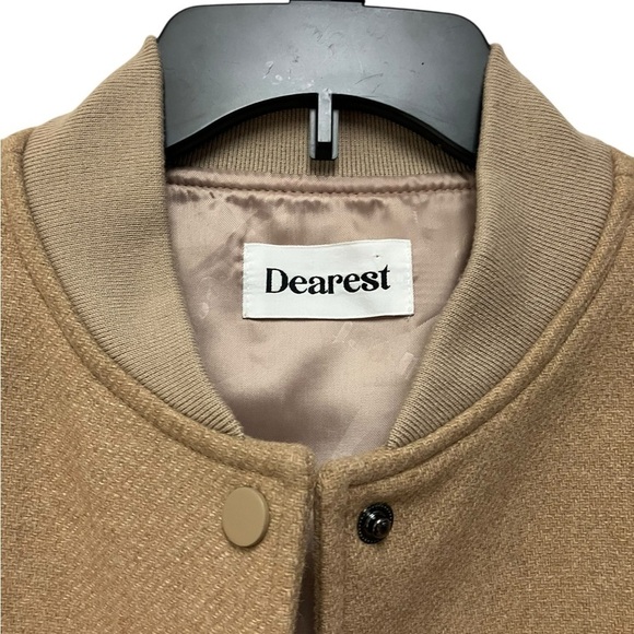 VTG  Letterman Collegiate Sports Bomber Initial Tan Dearest Jacket Womens Small - Picture 4 of 11